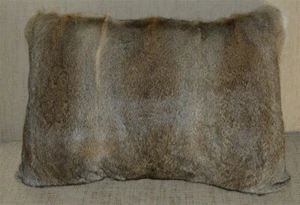 Genuine Rabbit Fur Pillow Cover Natural Real Full Skin Fur Cushion Cover 12x20in - Picture 1 of 2