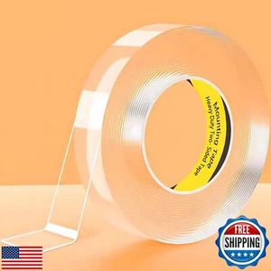 LMJIA Heavy Duty Two- Sided Tape, Clear Reusable Mounting Tape Picture Hangin - Picture 1 of 5