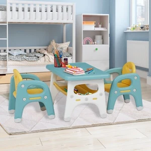 3-Piece Kids Play Table and Chairs Set Activity Table with Storage for Toddler - Picture 1 of 6
