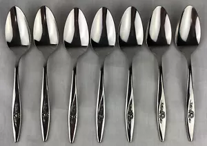 Oneida LASTING ROSE Stainless Flatware Lot of 7 Teaspoons OneidaCraft Vintage - Picture 1 of 7