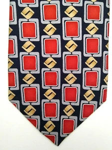 TIE Cintas Red Geometric Extra Long 61" 100% Silk Stain Resistant Treated - Picture 1 of 12