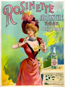 Absinth Rosinette Rose Oxygenee Paris Frankreich 1900er Jahre Werbung Werbung Posterdruck - Bild 1 von 1