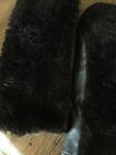 Vintage 1950 ?St Micheal? Leather And Faux Fur Mittens,Brown,Woolly Lined.Medium
