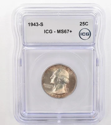 1943-S Washington Quarter MS67+ ICG Beautiful Tone *9121 - Image 1 of 3