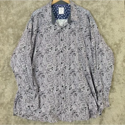 Camisa para hombre Society of Threads 4XLT calce ajustado negra púrpura cachemira abotonada Foto 1 de 4