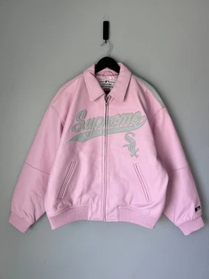 Chaqueta de cuero Supreme Chicago White Sox - Talla grande - Rosa - NUEVA Foto 1 de 4