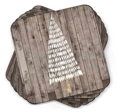 Pimpernel подставки деревянный белый Рождество набор из 6 пробки с подкладкой доска новый в коробке - Изображение 1 из 4