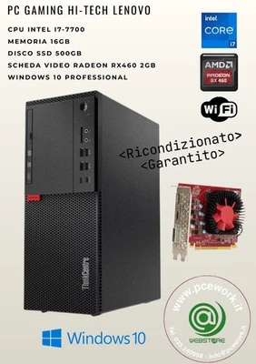 LENOVO i7 7700 WIFI HDMI COMPUTER FISSO 16GB RAM SSD RICONDIZIONATO VIDEO DED - Image 1 of 4