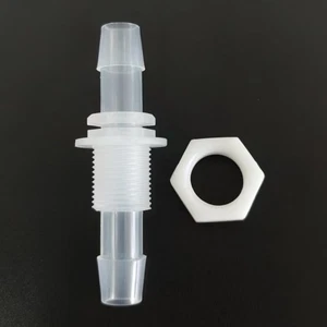 5/16'' Hose Barb Thru-Bulk Bulkhead Fitting M12 Barbed Fitting PP Adapter × 50 - Picture 1 of 9