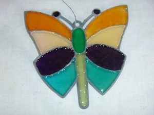Vtg Makit & Bakit Completed Groovy Butterfly Suncatcher 5" H - Picture 1 of 6