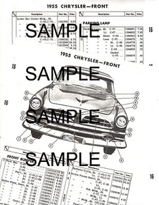 Chrysler C67 C68 C69 55 1955 carrocería exterior lista diagrama hojas 5155MPR 5P - Imagen 1 de 2