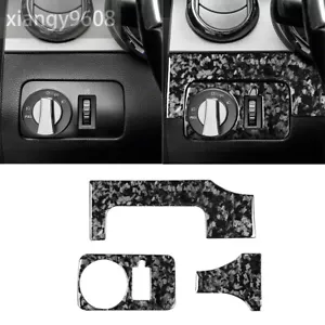 3Pcs Forged Carbon Fiber Interior Headlight Switch Trim For Ford Mustang 2005-09 - Foto 1 di 11