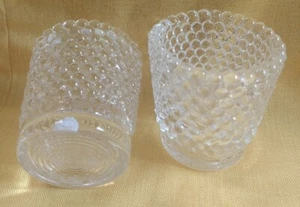Votive Candle Holder Clear Glass Hobnail Cup (ERROR Wad fused in 1) Set Of 2  - Picture 1 of 8