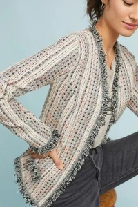 NEW Anthropologie + Eva Franco Reston Tweed Jacket size Large MSRP: $178 - Picture 1 of 3