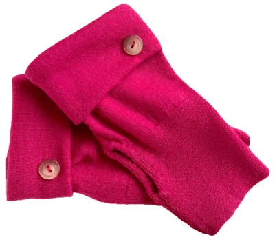 FINGERLESS GLOVES PINK 100% MERINO WOOL ONE SIZE S M L SMALL - MEDIUM - LARGE OS - Image 1 of 2