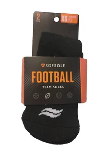 SofSole Youth Football Socks Sz XS 4-10 Black 2 Pair (GB) - Picture 1 of 3