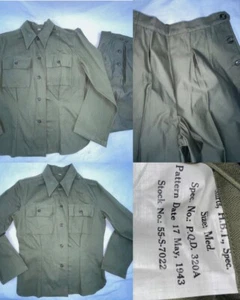 DE COLECCIÓN AÑOS 40 SEGUNDA GUERRA MUNDIAL DEADSTOCK MUJER EJÉRCITO VERDE MILITAR UNIFORME HBT CAMISA DE MEZCLILLA PANTALONES - Imagen 1 de 19