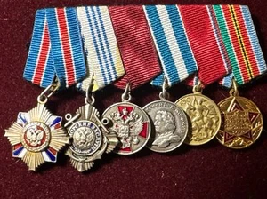 RUSSIAN FED/USSR ORDERs/ Medals  Miniature Bar of 6 Awards 2 Orders 4 Medals - Picture 1 of 14