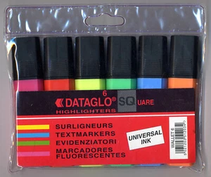 Dataglo SQ Highlighters Wallet 6 Assorted colours