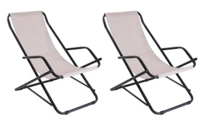 COPPIA SDRAIO DA GIARDINO DONDON STILIAC BEIGE SPIAGGIA CAMPEGGIO ITALY - Foto 1 di 1