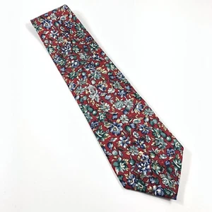 Oscar de la Renta Couture Collection Men's 100% Silk Tie Floral Red Green Blue - Picture 1 of 5