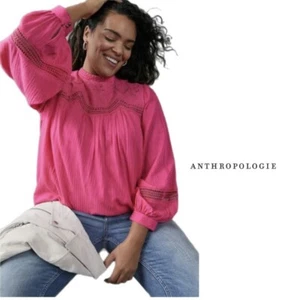 NUEVA Blusa Anthropologie Harmony Rosa Caliente Bordada de Encaje ☼ Talla XS - Imagen 1 de 11