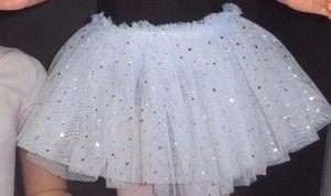 2 layer Dance Ballet Skirt white mesh with hologram sequin dot Sm/Medium Ch - Picture 1 of 9