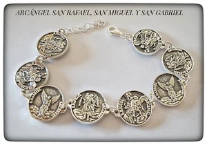 PULSERA ARCANGELES PLATA MIGUEL RAFAEL GABRIEL  ARCHANGELES SILVER BRACELET  - Picture 1 of 6