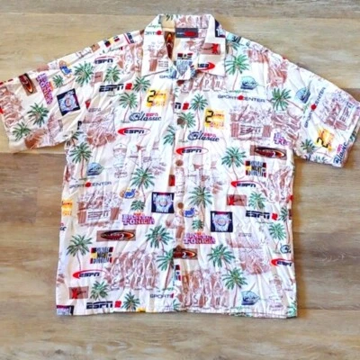 ESPN Zone Shows Men's Hawaiian Button Down Aloha Shirt Size L - Image 1 of 4