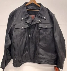 First Classics Men's Sz 6X Black Retro Leather Riding Jacket /NWT - Picture 1 of 8