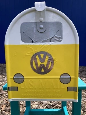VW Bus Mailbox Yellow Weatherproof Rust Resistant. - Image 1 of 4