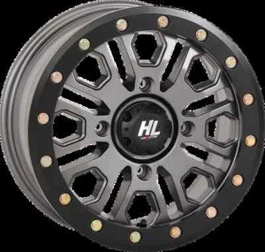 HL23 Wheel Gun Metal Gray 14x7 4/156 5+2 +38mm Polaris RZR XP 900 11-13 - Picture 1 of 3