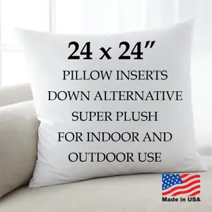 24x24 Discount Pillow Factory Euro Pillows Form Insert Throw Pillow Stuffing USA - Picture 1 of 9