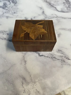 Unique Handmade Wood Nesting Trinket Boxes With Rose Inlays - Image 1 of 4