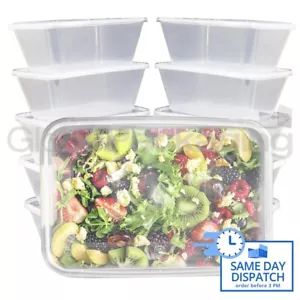 20 x PLASTIC 1000ml MICROWAVE FOOD TAKEAWAY CONTAINERS WITH LIDS - FOOD SAFE - Picture 1 of 5