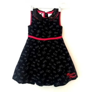 DISNEY STORE Minnie Rocks the Dots Dress Black Sequin Collar Girls Size 4 - Picture 1 of 6