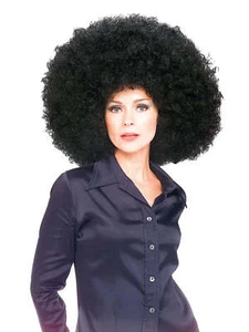 Super Afro Wig Black Adults 60s 70s Deluxe Afro Fancy Dress Wig Mens Hippie - Picture 1 of 1