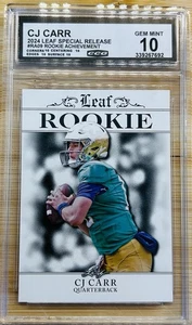 2024 Leaf Special Release Rookie CJ Carr #RA-09 Graded 10 Gem Mint Notre Dame - Bild 1 von 2