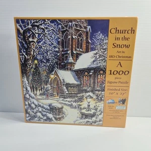 Suns Out SunsOut Church in the Snow 1000 pc Jigsaw Puzzle Stained Glass Windows - Picture 1 of 8