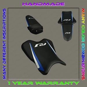 Custom Design (black+white-blue) Seat Cover Yamaha YZF R1 2015-2025 - Picture 1 of 12