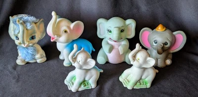 Lote de 6 Juguetes Elefante Chirrido Plástico Goma Años 70 De Colección Dumbo Kamar EL28 Foto 1 de 4