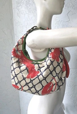 KATE SPADE New York Lobster Cape Cod Connolly Sequined Hobo Bag Claw Charm RARE - Image 1 of 4