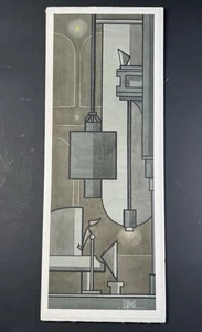Matthew Runkle Aquarell Gemälde Abstrakt La Triste Opera Avaria 28x10" - Bild 1 von 9