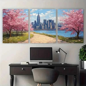 3pcs Spring Central Park Cityscape Travel Metal Print Ready to Hang Art - Picture 1 of 7