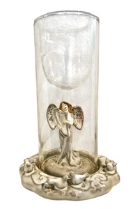 Yankee Candle Christmas Candle Holder Angel Playing Harp Birds Doves Base Votive - Picture 1 of 10