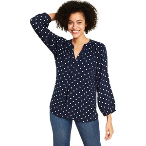 Old Navy Polka Dot Bluse M Navy Neu mit Etikett Langarm Button Down Oberteil Büro Karriere - Bild 1 von 11