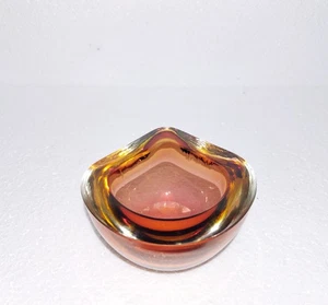 Murano Glass Geode Bowl, Red - Yellow Sommerso Glass - Italy 60s - Picture 1 of 10
