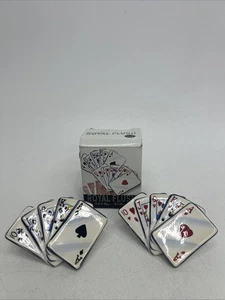 Clay Art Pair Royal Flush Salt & Pepper Shakers 2004 Hearts Spades Porcelain - Picture 1 of 6