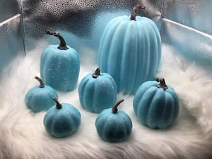 NEW Halloween Fall Craft 7Pcs Artificial Pumpkins Assorted Foam Pumpkins Blue - Picture 1 of 1