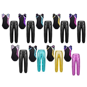 Children Girls Dancewear Round Neck Dance Set Gymnastics Tracksuit Competition - Picture 1 of 115